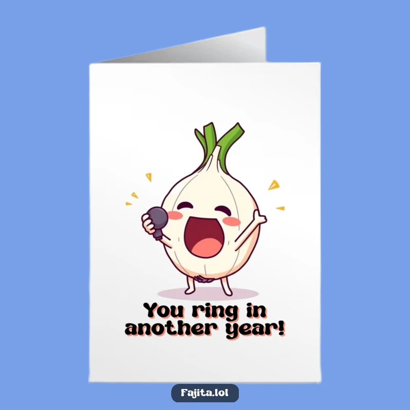 Free Printable Birthday Card: Onion Ring Mic Drop, Epic Celebration!