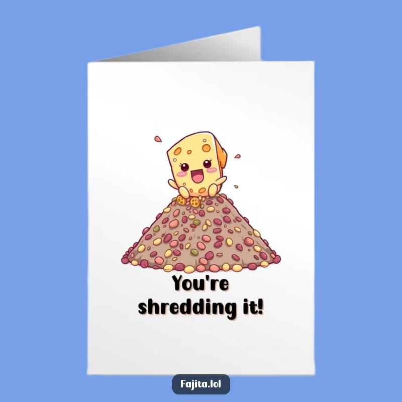 Free Printable Congrats Card: Cheesy Bean Cascade, Celebrate Success Downloadable