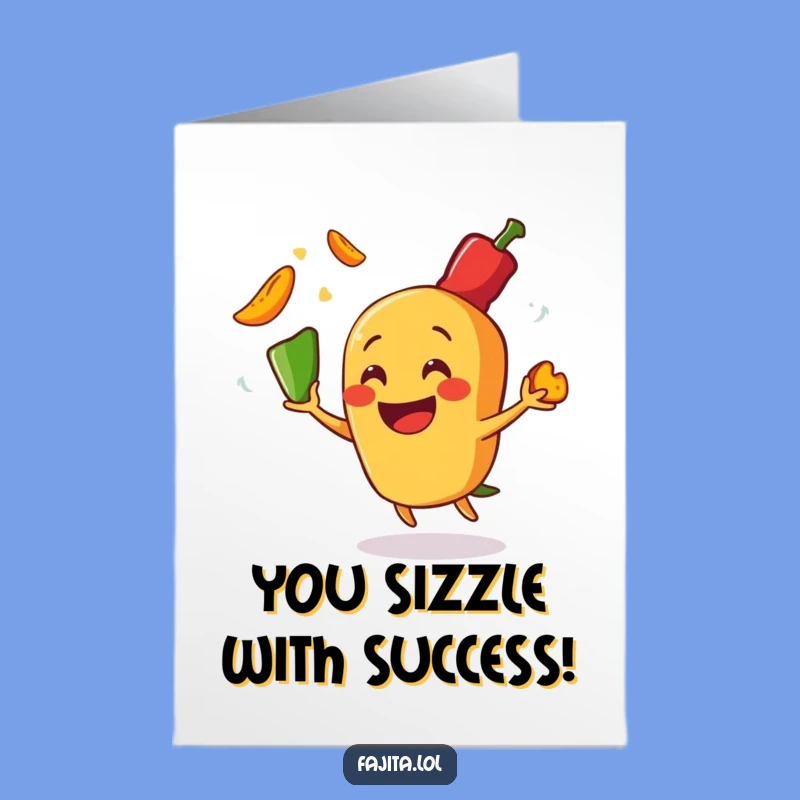 Free Printable Congratulations Card: Funny Fajita Juggling Peppers, A Sizzling Downloadable Win