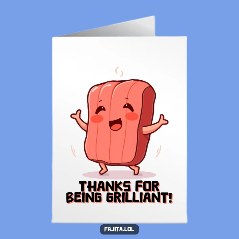 Free Printable Thank You Card: Dancing Meat Strip - Downloadable Grateful Gift