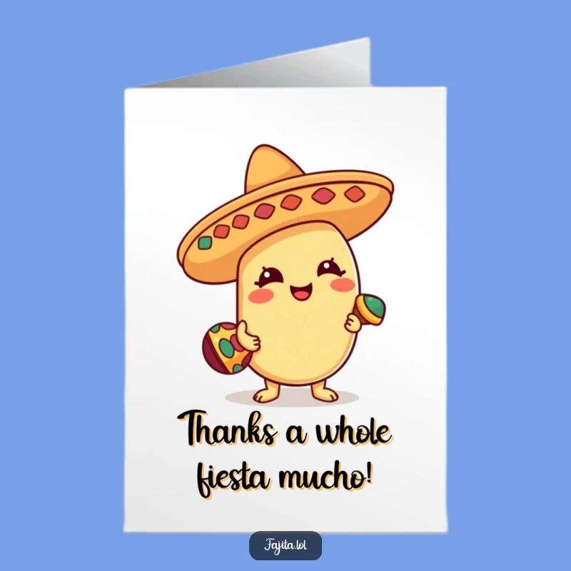 Free Printable Thank You Card: Bean Sombrero Fiesta Grateful Downloadable Gift