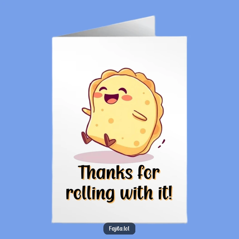Free Printable Thank You Card: Rolling Tortilla's Delightful Descent Downloadable Greeting!