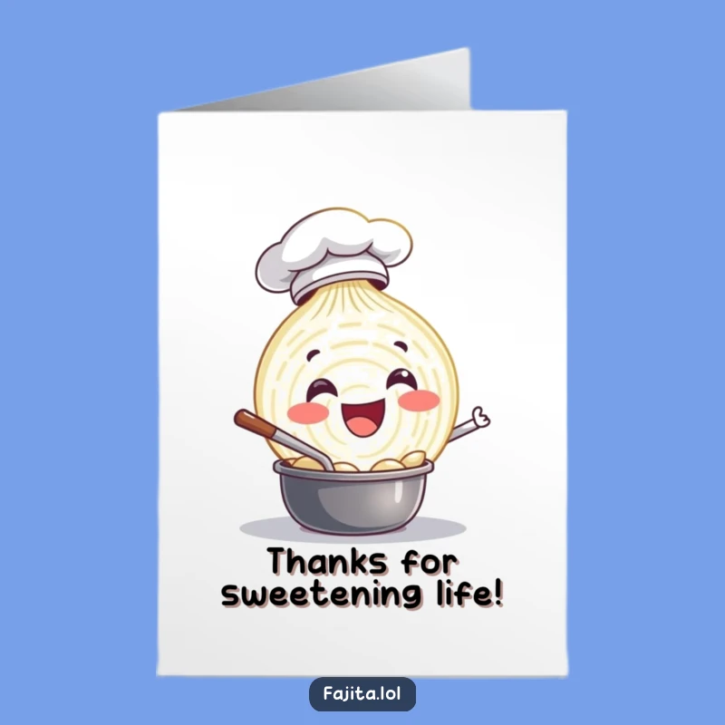 Free Printable Thank You Card: Chef Onion Stirring Thanks - Downloadable!