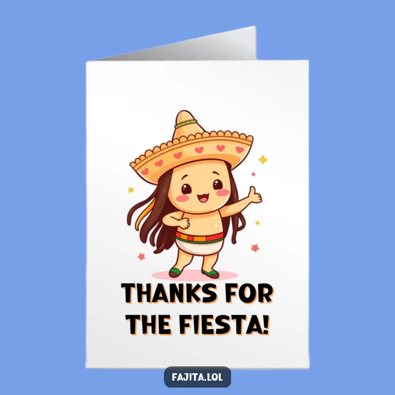 Festive Free Printable Thank You Card: Dancing Sombrero Fajita Downloadable Gift