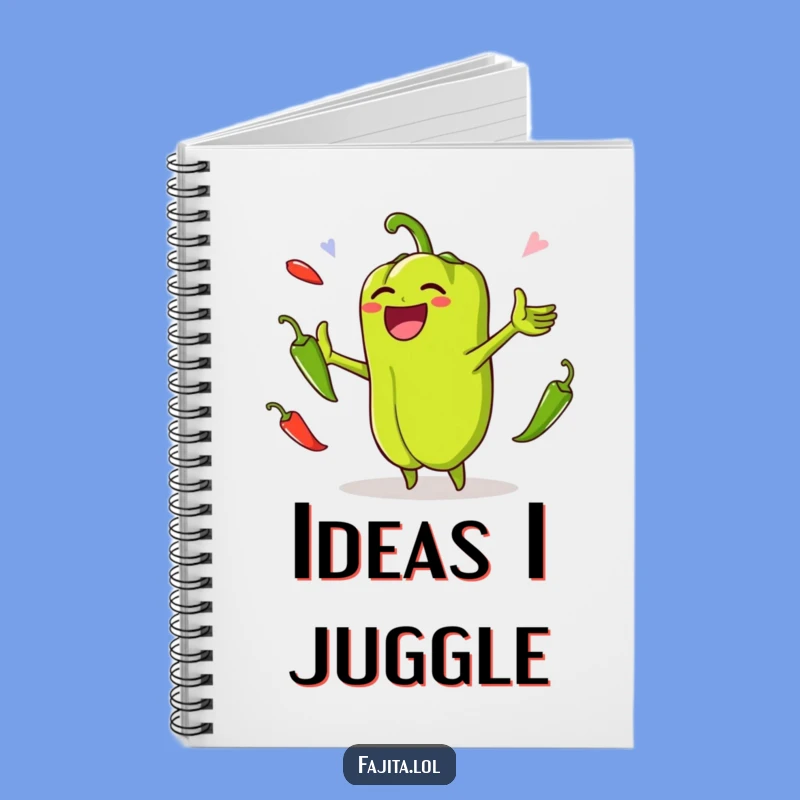 Capture your brilliant thoughts with this funny bell pepper notebook! The juggling jalapenos cover adds a dose of joy.