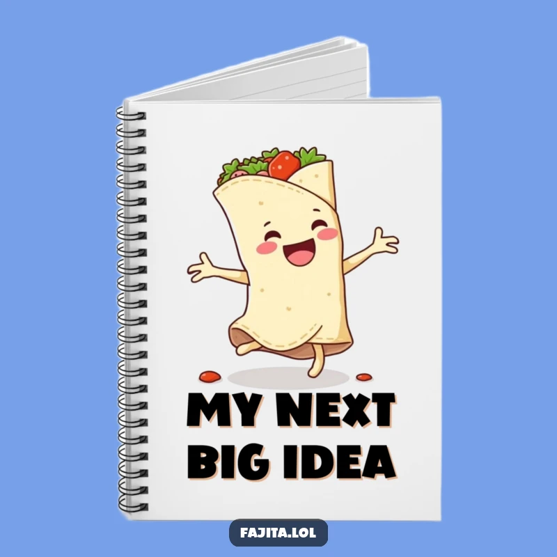 Capture your thoughts in style with this funny fajita wrap cartwheel notebook. Perfect for notes, doodles, and spicy inspiration.