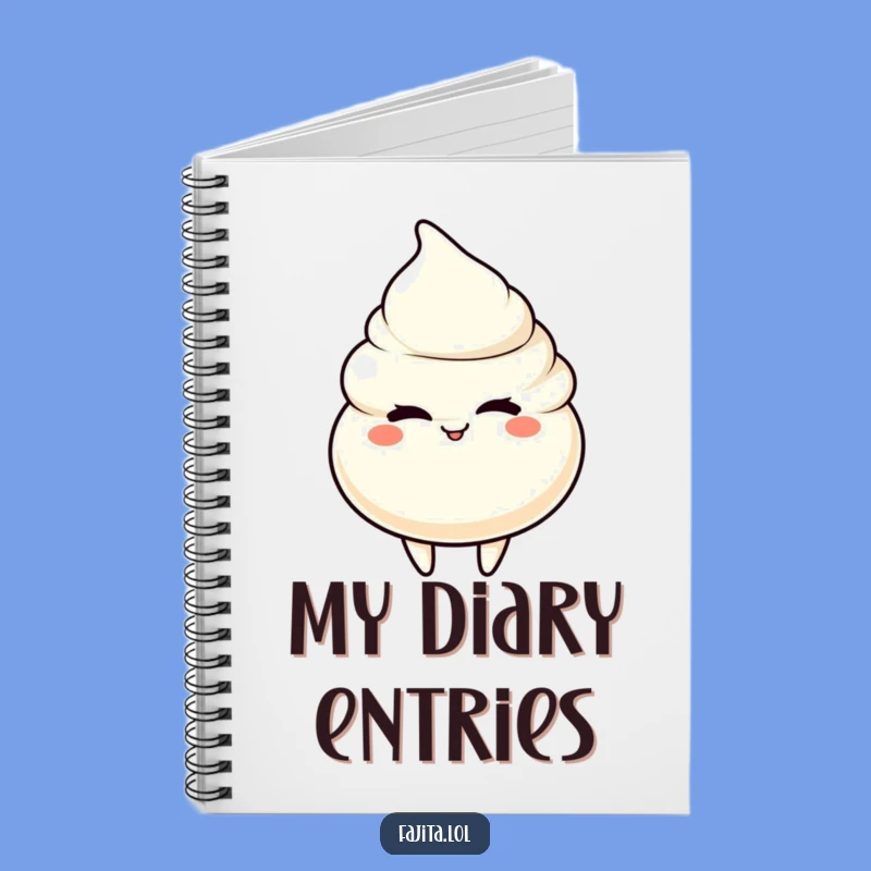 Capture your thoughts and funny ideas in this notebook featuring a winking sour cream dollop character. Great for students and creatives.