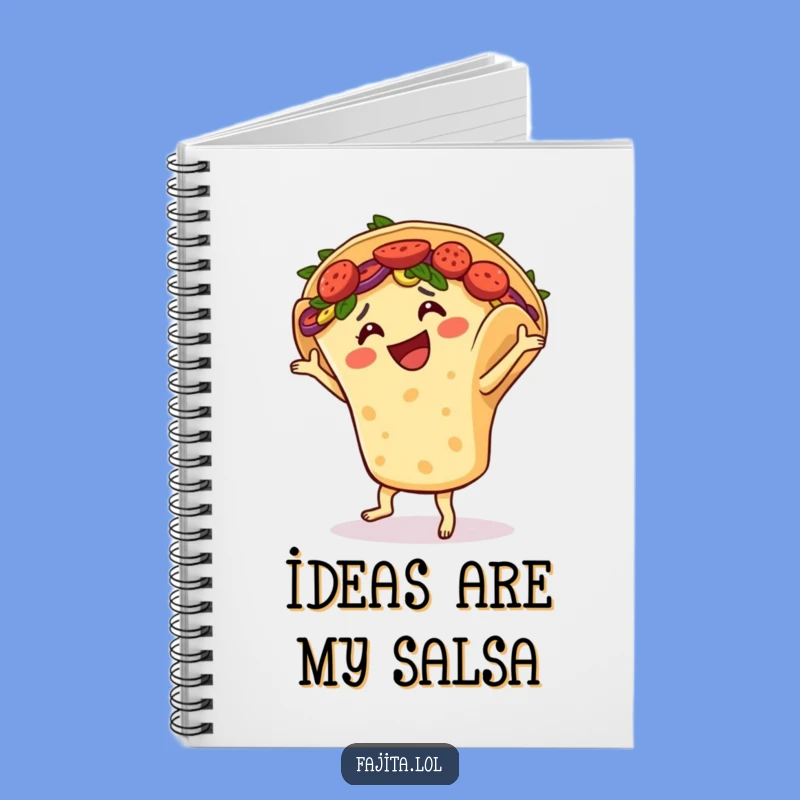 Capture your thoughts in style with this funny notebook! A dancing fajita adds a burst of energy to your notes.