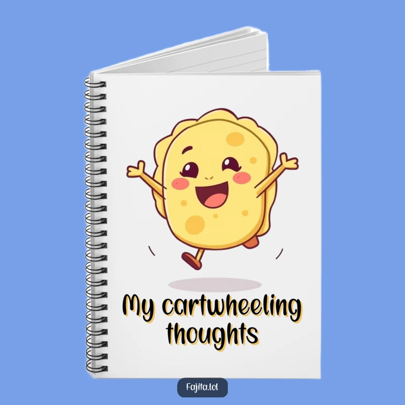 Capture your brilliant thoughts with this funny tortilla notebook! The cartwheel cover adds a dose of pure happiness.