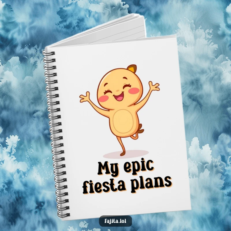 Funny Fajita Notebook: A smiling cartoon fajita with legs performing a flamenco dance, perfect for capturing notes and ideas.