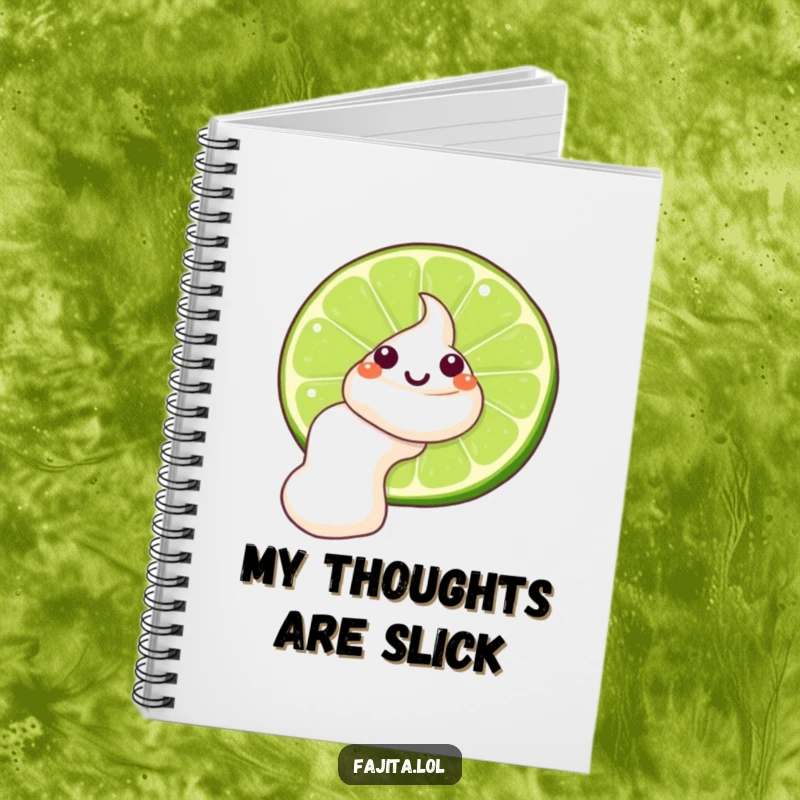 Funny Sour Cream Lime Notebook, featuring a winking sour cream dollop on a lime, perfect for humorous note-taking.