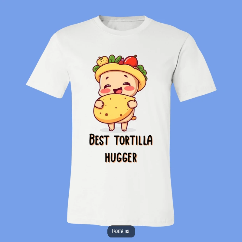 Wear your love for comfort food with this funny t-shirt of a fajita hugging a tortilla! It’s soft, stylish, and packed with humor.