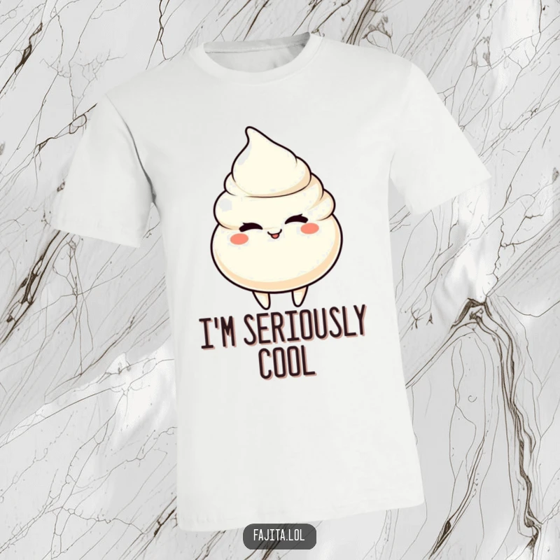 Funny t-shirt featuring a sour cream dollop character giving a mischievous wink, full of creamy delight.