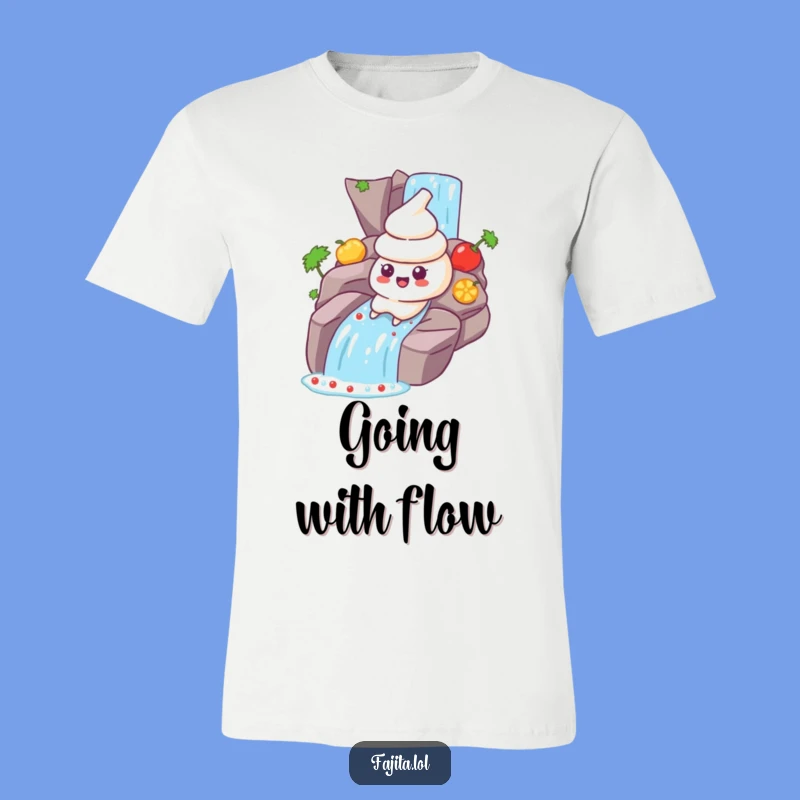 Embrace the fun with this hilarious t-shirt of a sour cream dollop making a splash in salsa! Perfect for taco Tuesdays and beyond.