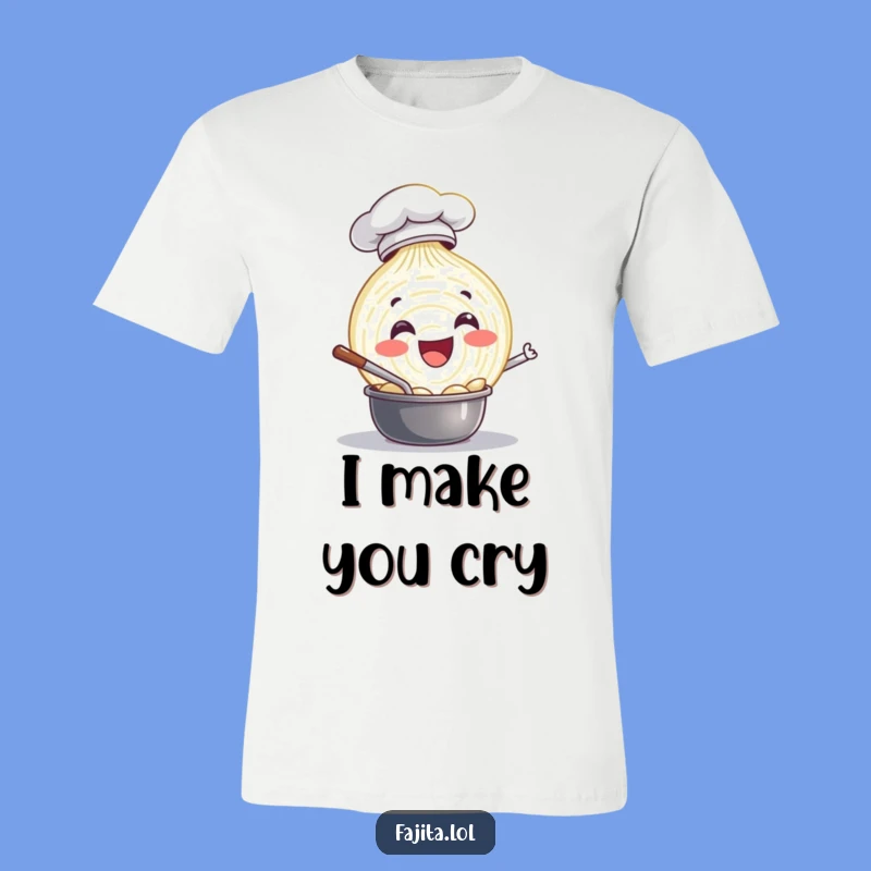 Show off your love for cooking with this funny onion t-shirt! The chef onion character is pure kitchen charm.