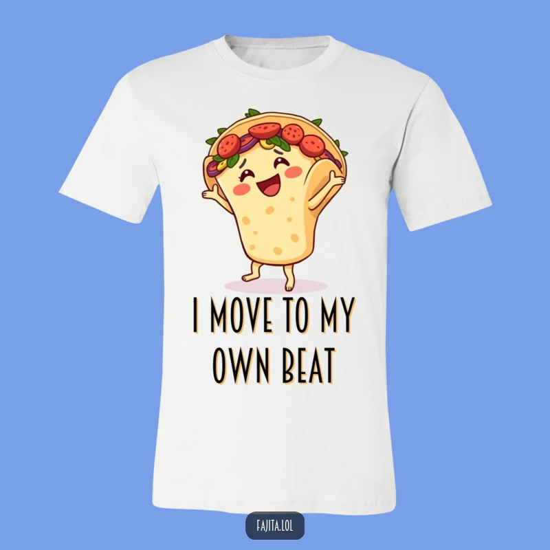 Hit the dance floor in style with this funny tee showcasing a jubilant fajita doing the salsa! It's a guaranteed conversation starter and a fiesta for your wardrobe.