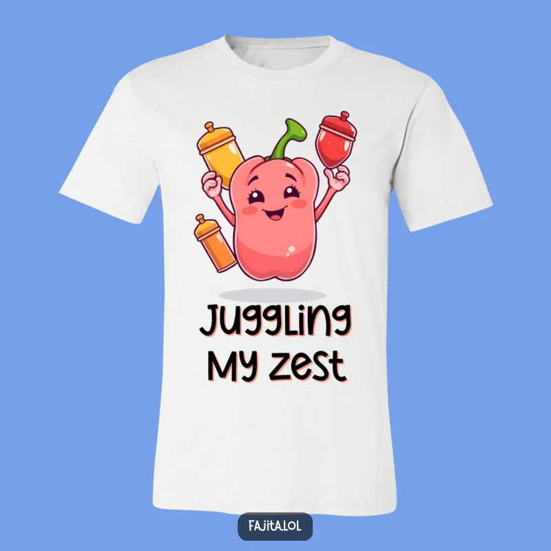 Funny Bell Pepper Spice T-Shirt - Cheerful Juggling Tee for Foodies