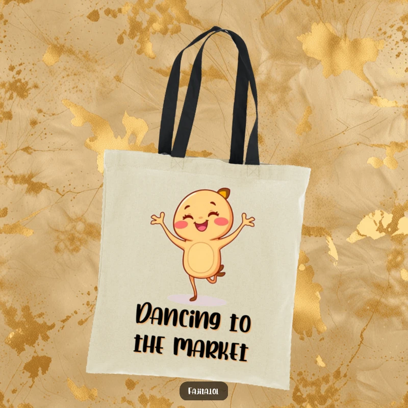Funny Fajita Tote Bag: A smiling cartoon fajita with legs in a dynamic flamenco pose, ready for any outing.