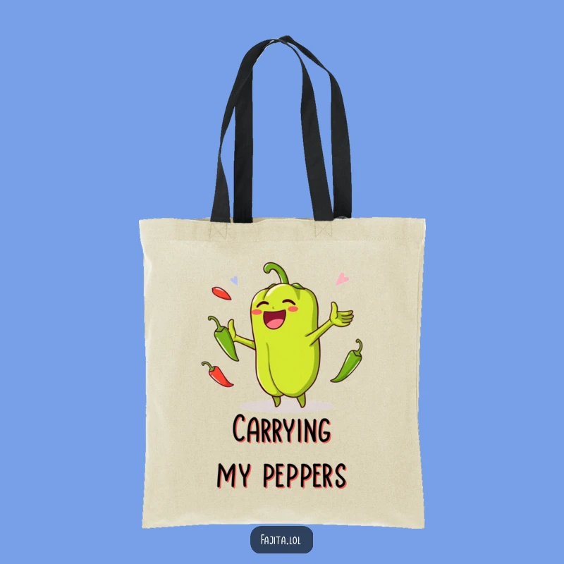 Take the fun with you using this funny bell pepper tote bag! It’s roomy, stylish, and packed with veggie humor.