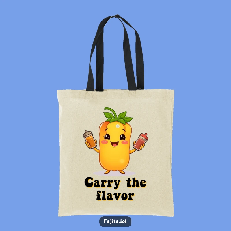Transport your groceries and your good humor with this funny bell pepper juggling spices tote bag. Practical and playfully designed.