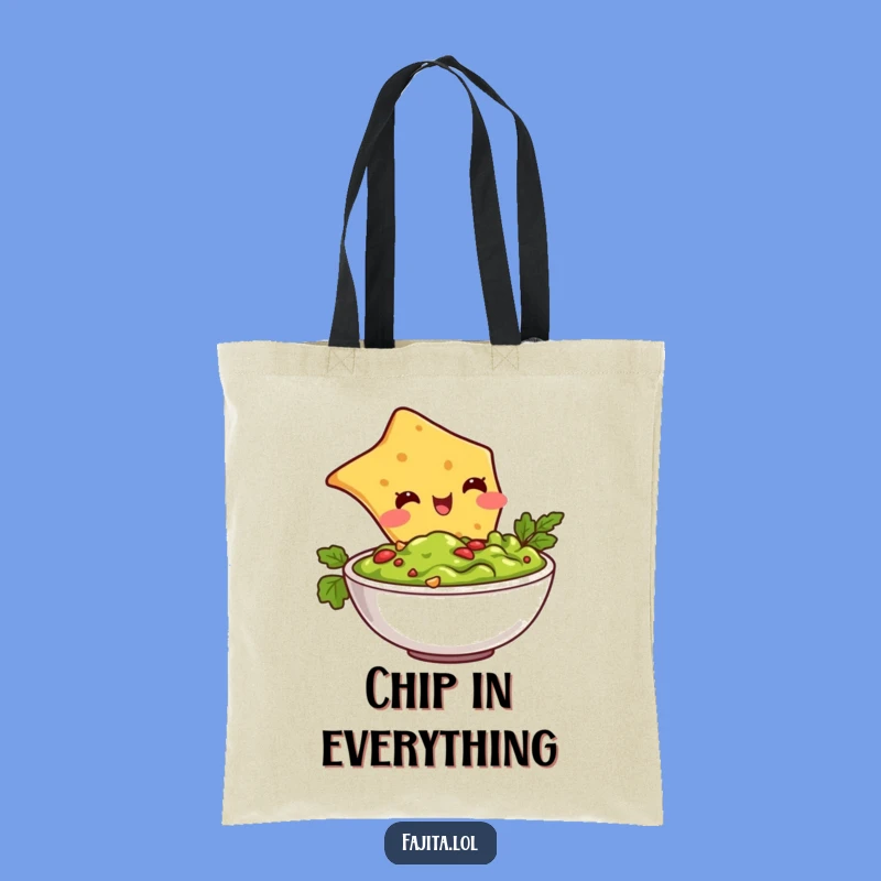 Take your snacks and your sense of humor wherever you go with this funny tortilla chip diving into guacamole tote bag. Practical and playful!